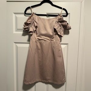 Do + Be Off the Shoulder Champagne Dress - Small